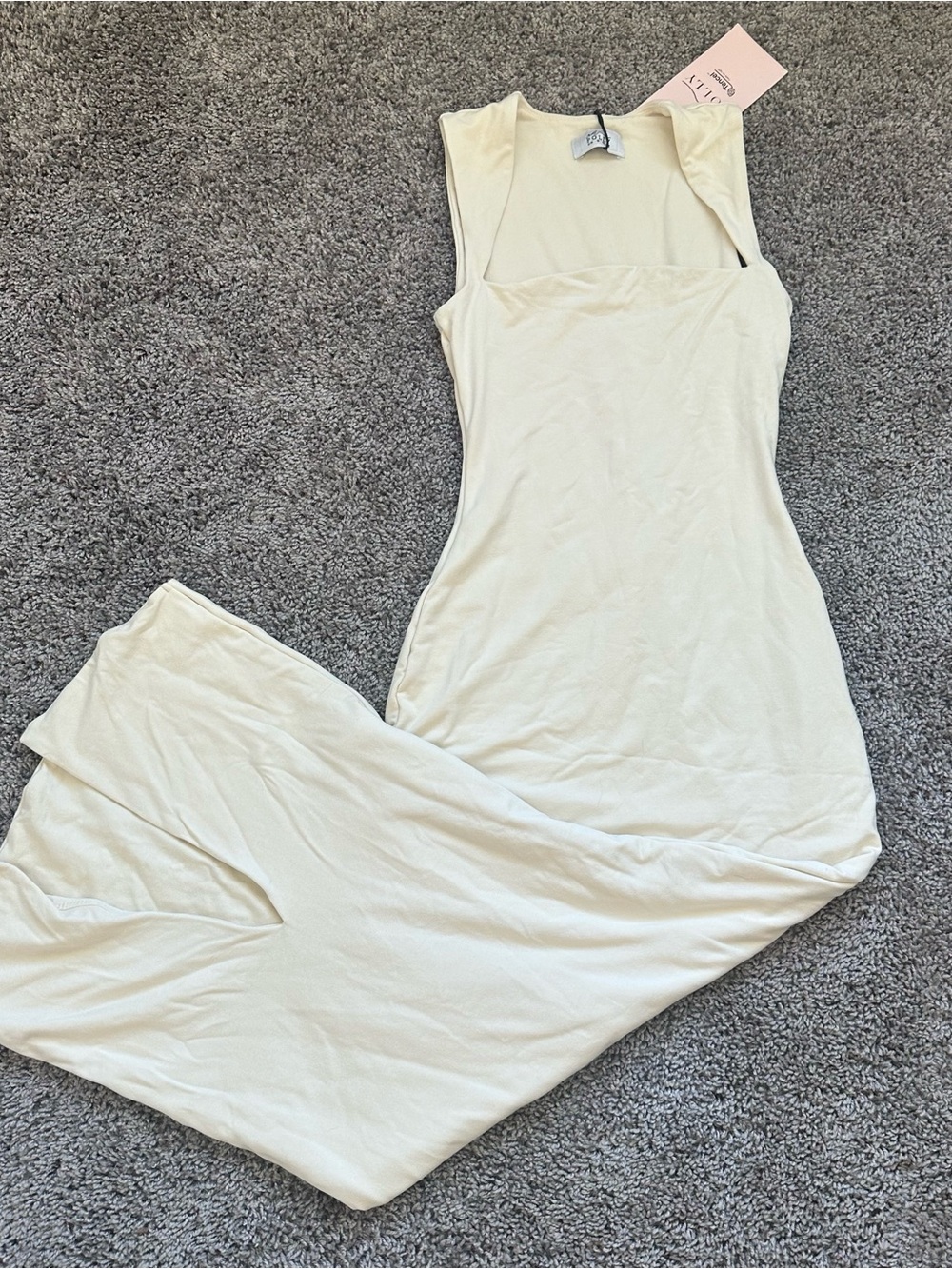 Oh Polly Cream Sleeveless Maxi Slip Dress